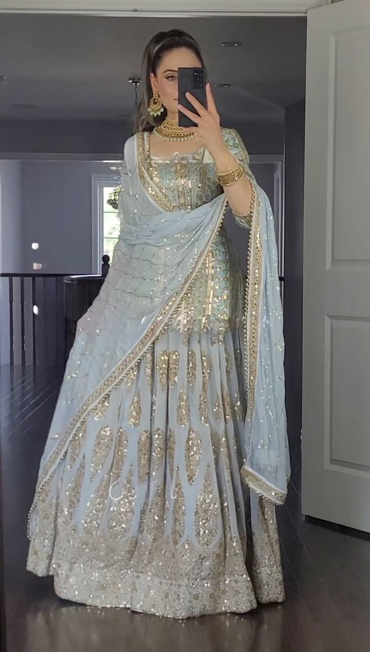 The Sovereign Lavender Shimmer Heritage Lehenga